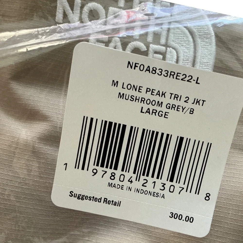 The North Face Lone Peak Triclimate 2 Jacket Mushroom Grey Large‎ New With Tags